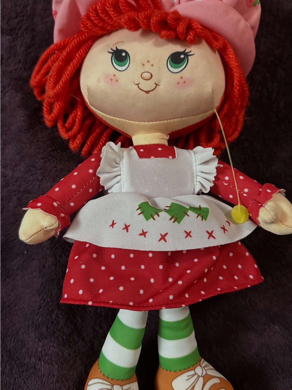 Strawberry Shortcake 80s cartoon collectible doll -Polka Dot Rag Doll red green